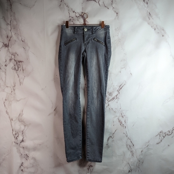 Cabi Jean Womens Size 0 25 Mid Rise Denim Gray 5167 Zipper Skinny - Picture 1 of 10
